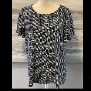 Adrianna Papell 1X Navy/white polka dot Short Sleeve top